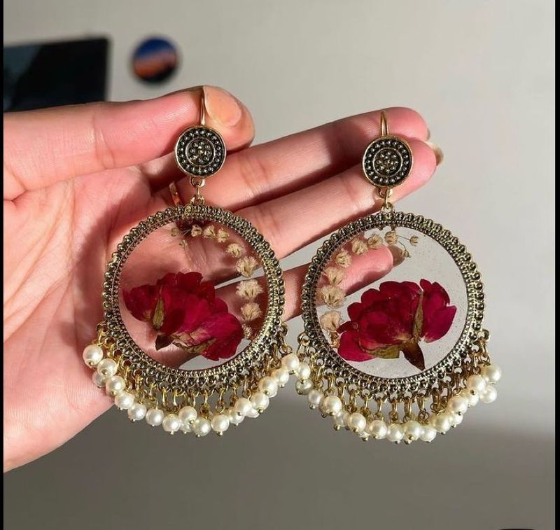 Unique Pressed Flower Dangle Earrings