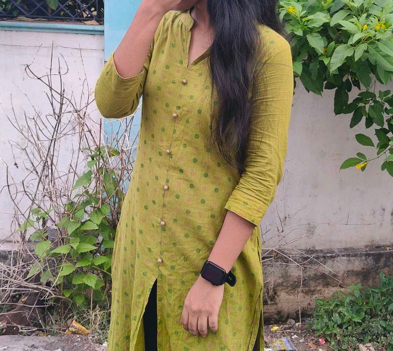 Olive Green Printed Kurti