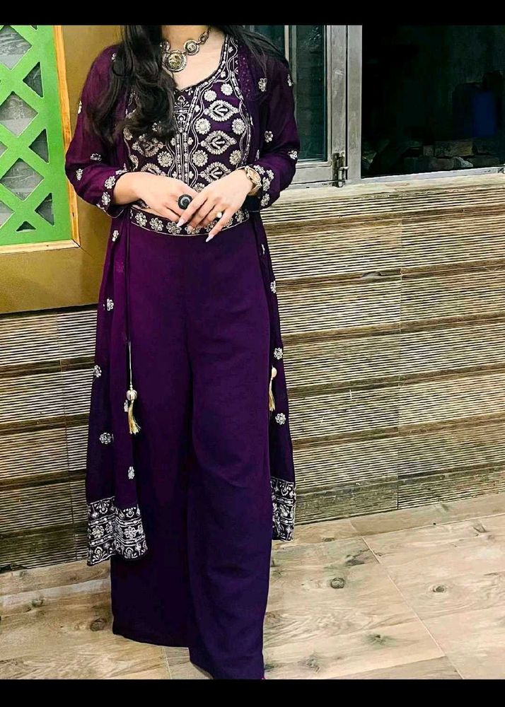 Elegant Purple Shrug Dress