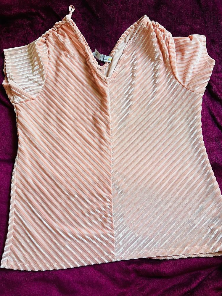 Peach Plisse Cami Top