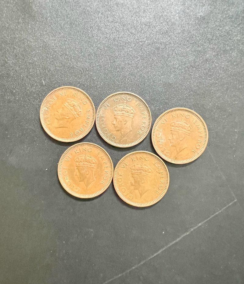 1/2 Pice George V1 British India Rare 5pcs