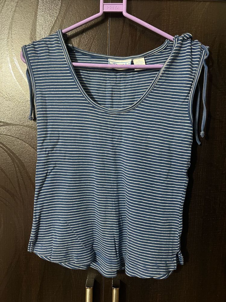 Striped Tie-Shoulder Top