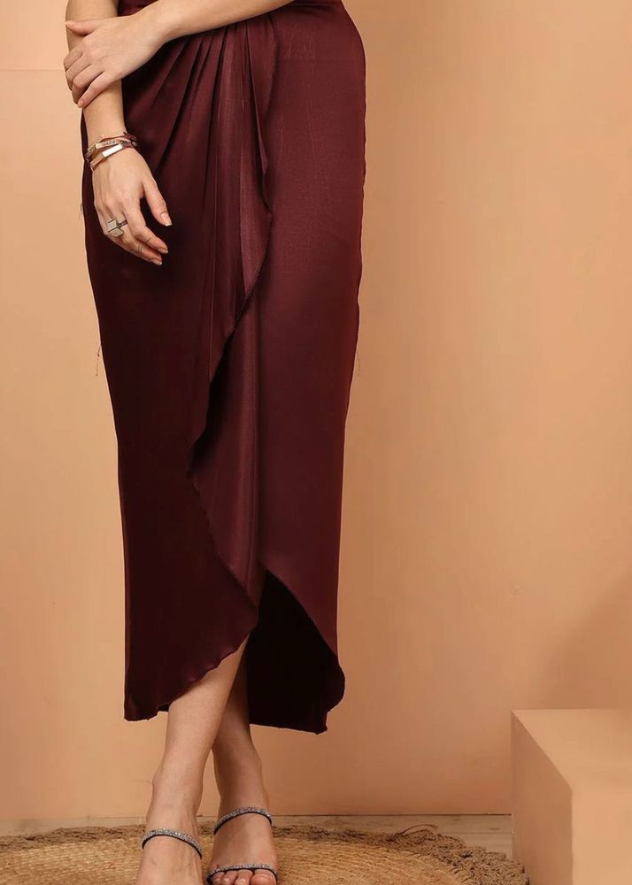Burgundy Draped Skirt