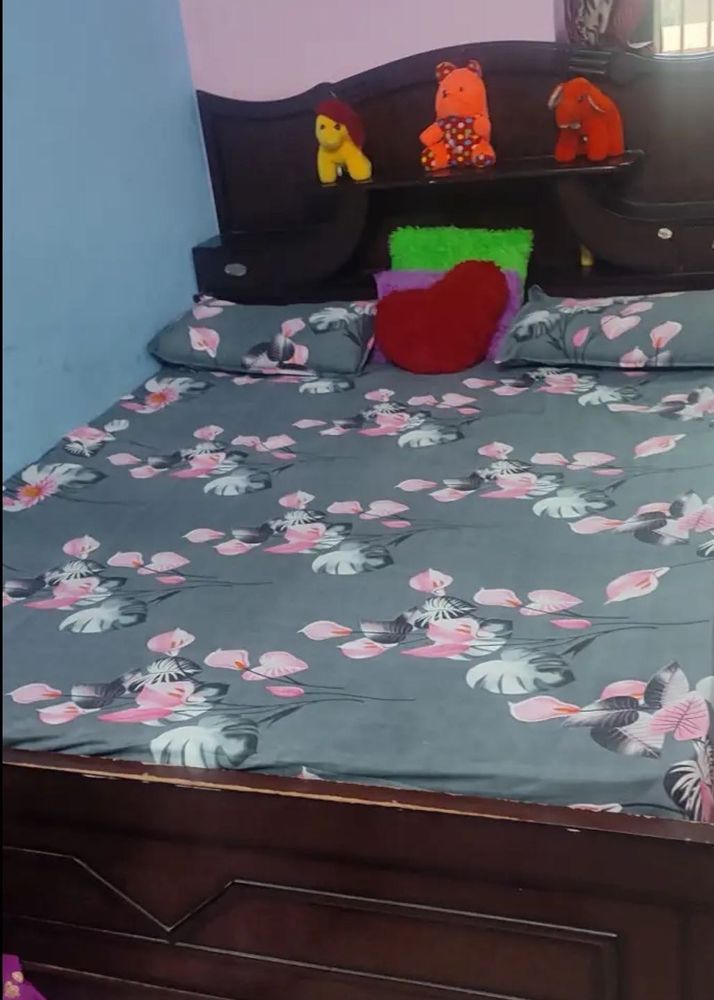 Elegant Grey &amp; Pink Floral Cotton Double