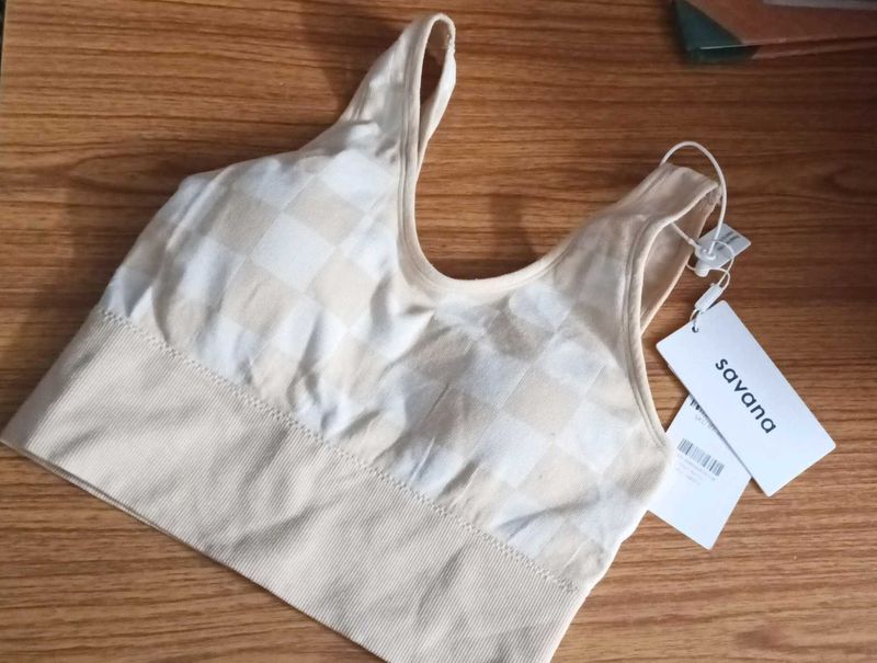 SAVANA CHEQUERED APRICOT CAMI TOP