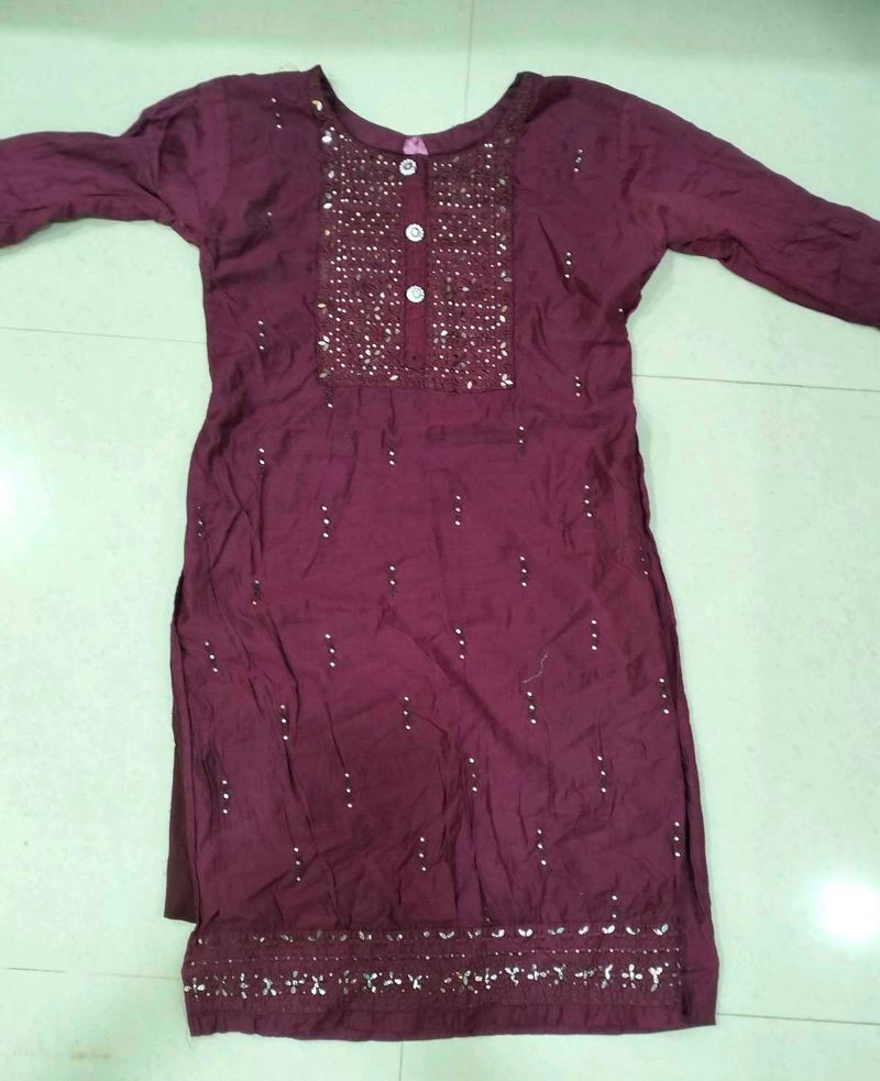 Burgundy Embellished Kurti