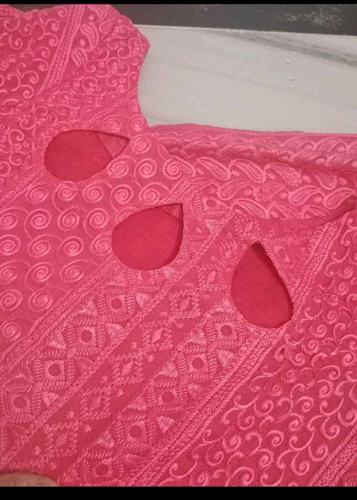 Pink Embroidered Kurti