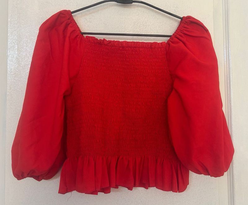 Red Puff Sleeve Top