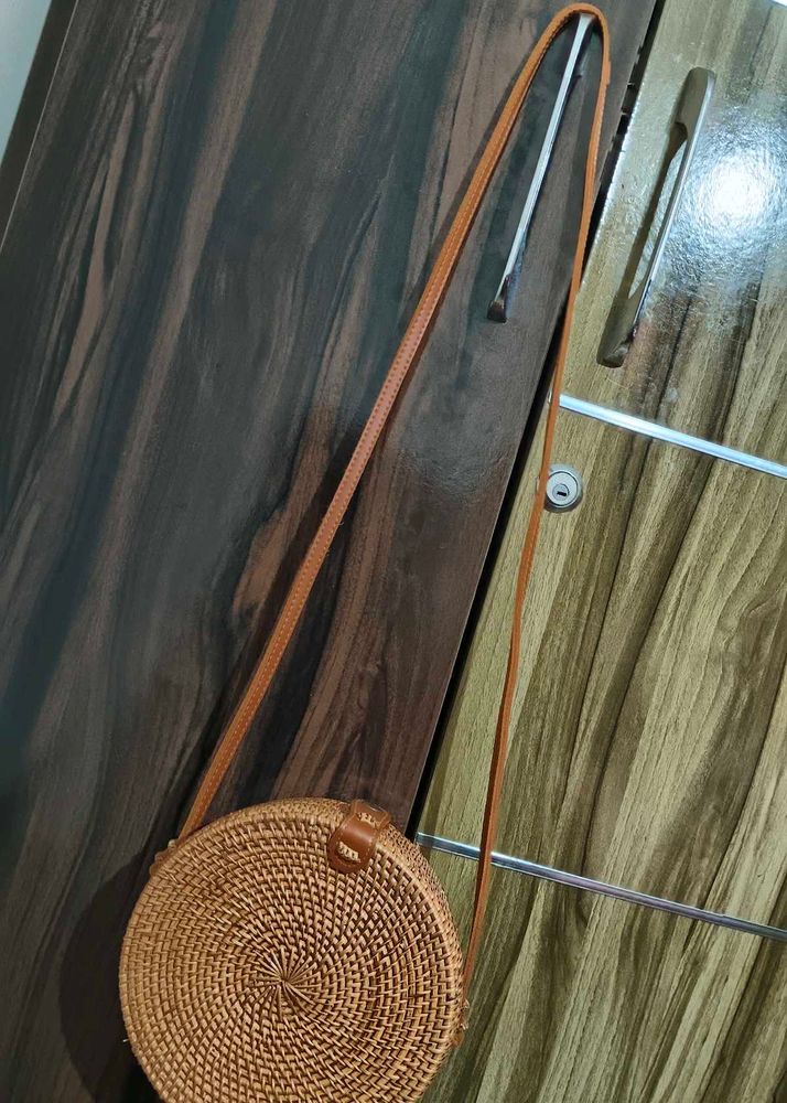 Boho Chic Rattan Circle Bag