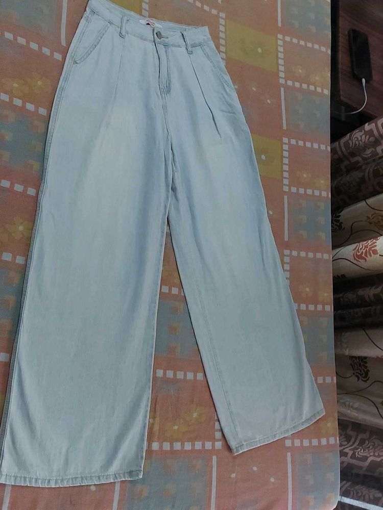 Faded High Waist Wide Leg Jeans
