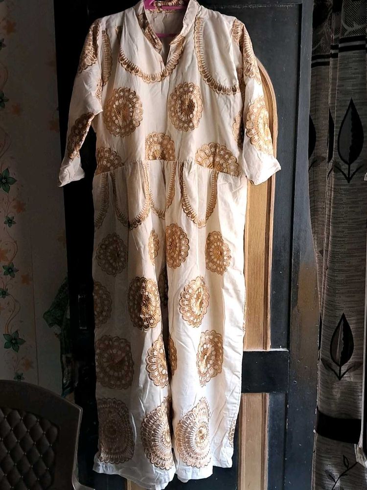 Embroidered Cream Dress