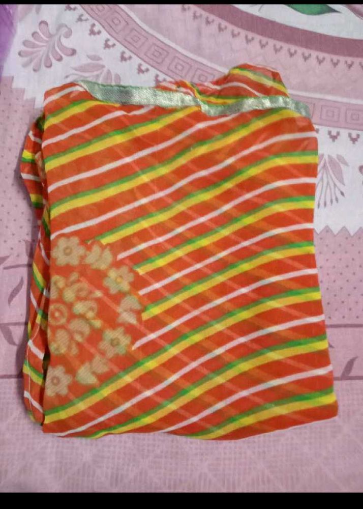 Orange Striped Dupatta