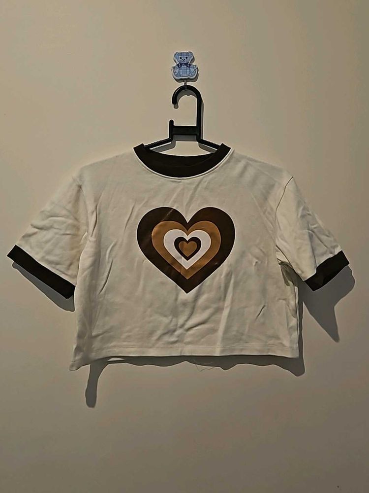 Cute Heart Print Crop Top
