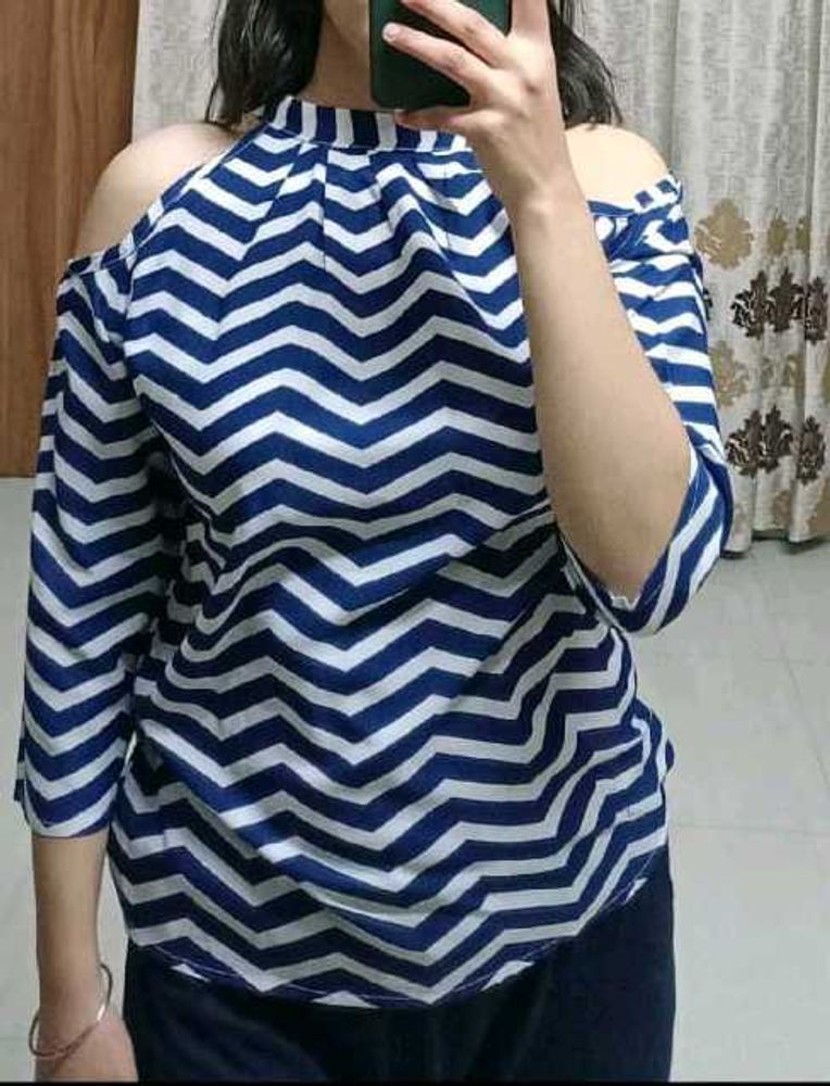Chevron Cold Shoulder Top