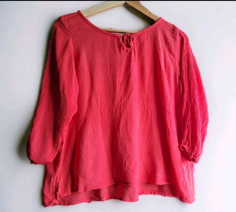 Dot&#39;s Coral Crush Fabric Top