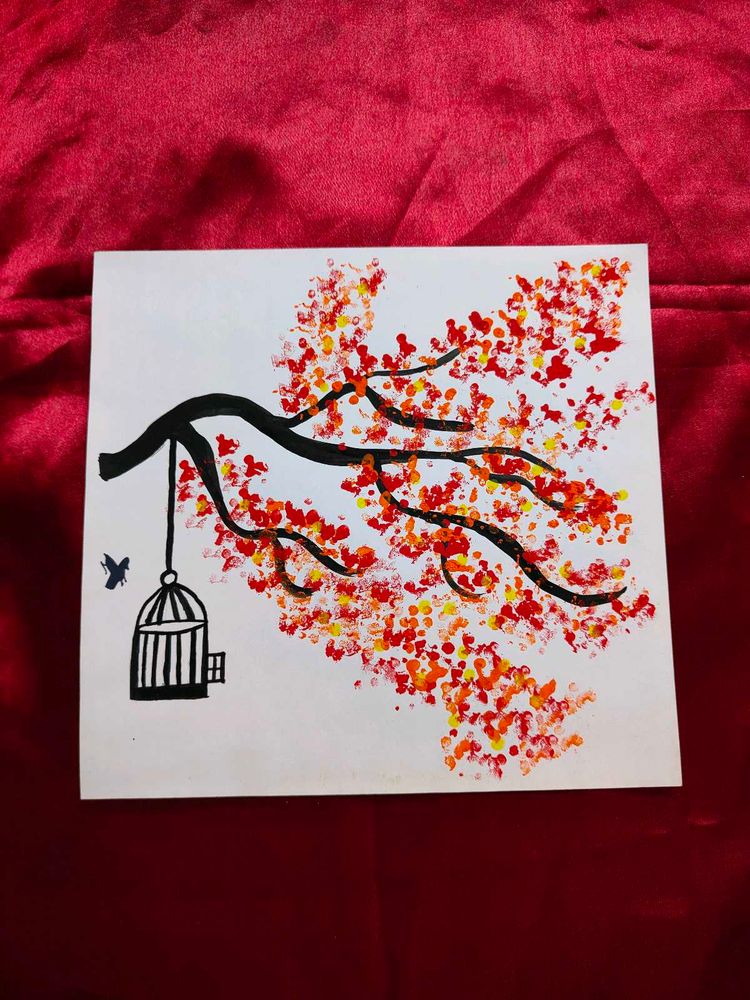 Handmade Birdcage Tree Artwork