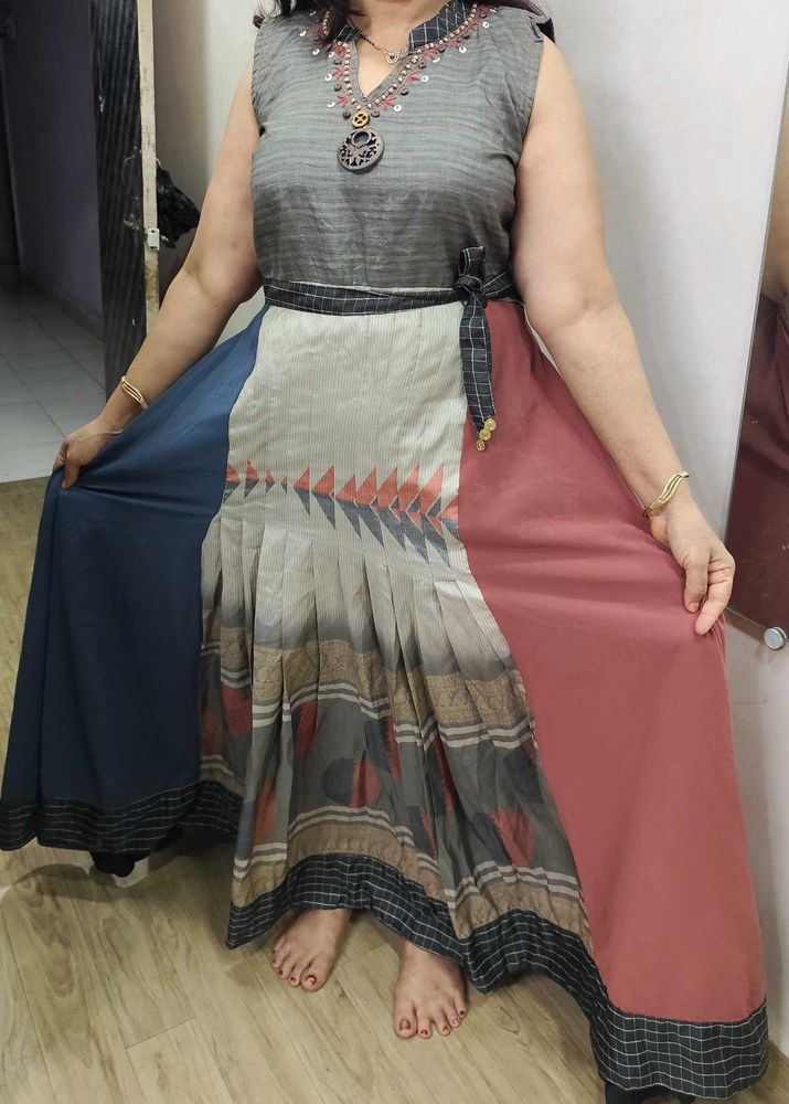 Unique Color Block Maxi Dress