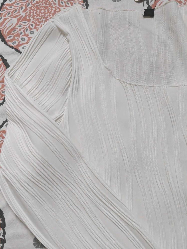 Textured Square Neck Top