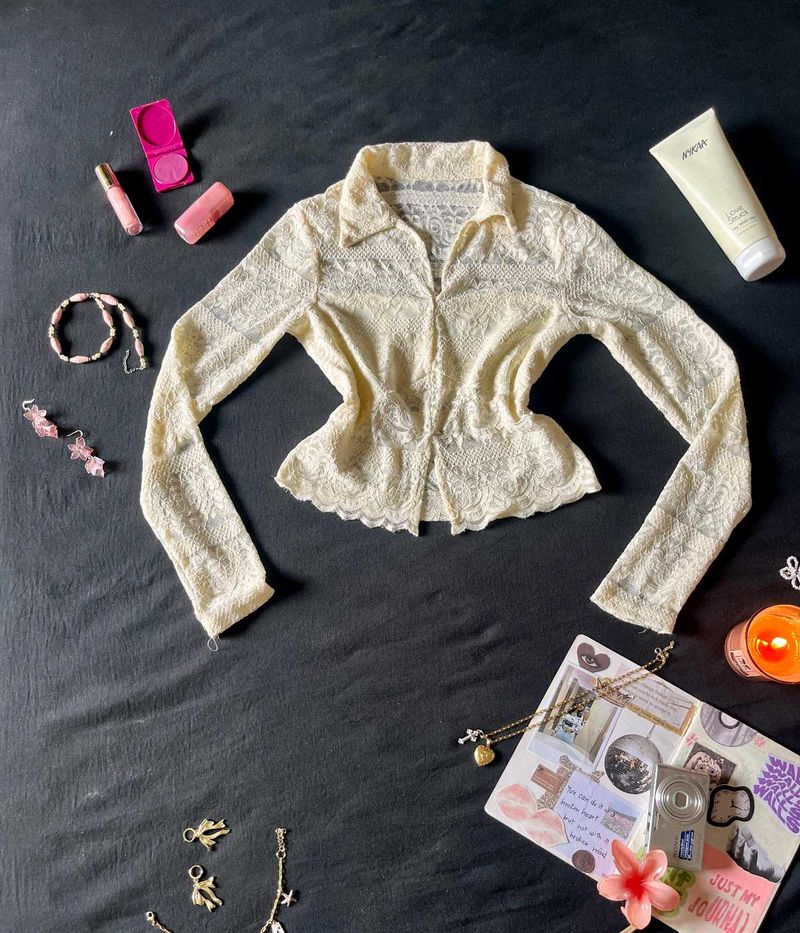lace full sleeve crop top
