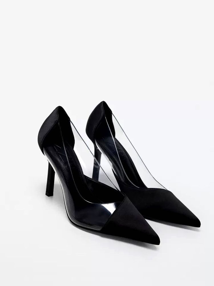 MANGO BLACK VINYL HEELS