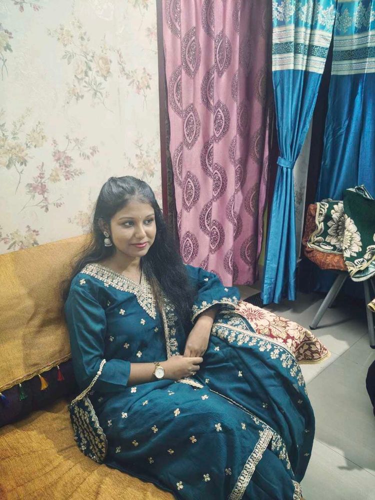 Teal Embroidered Salwar Nd Bag Is Free