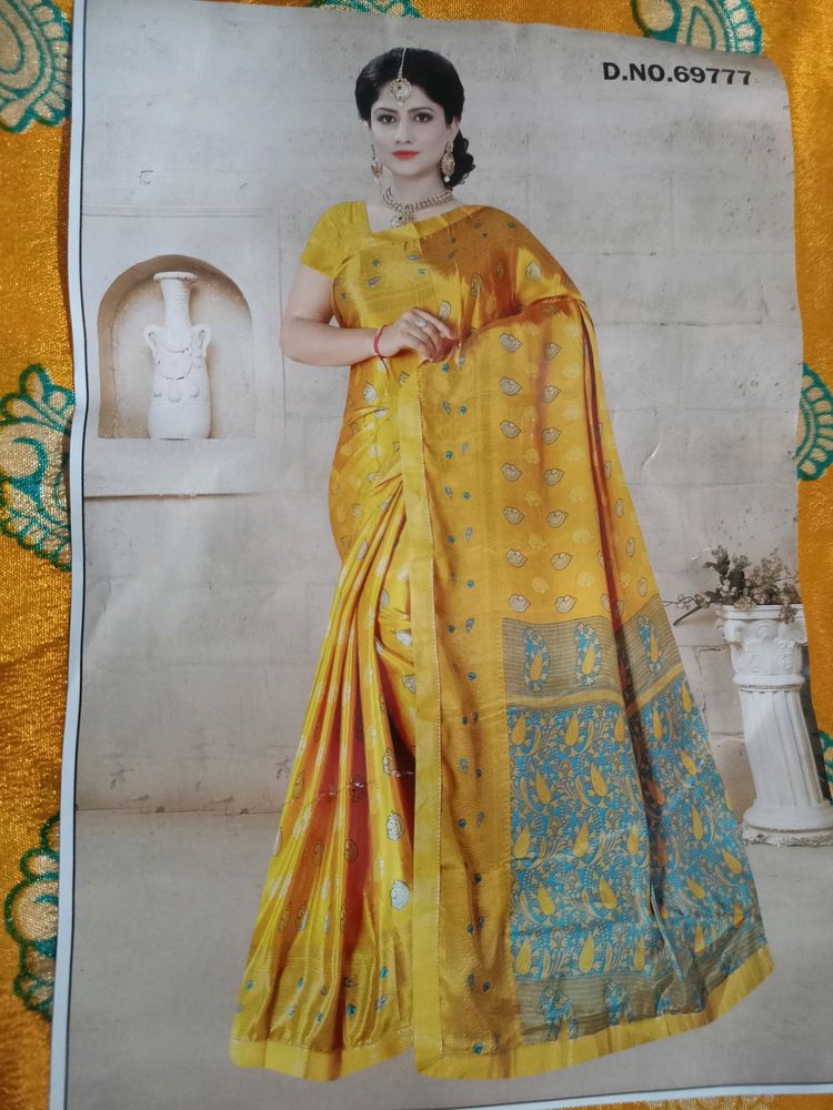 Yellow Garden Silk Saree Full Lace With Blouse