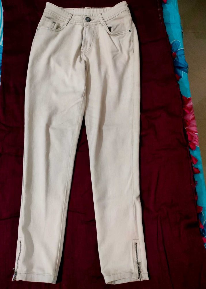 Women Off-White Zipper Detail jeans Pants