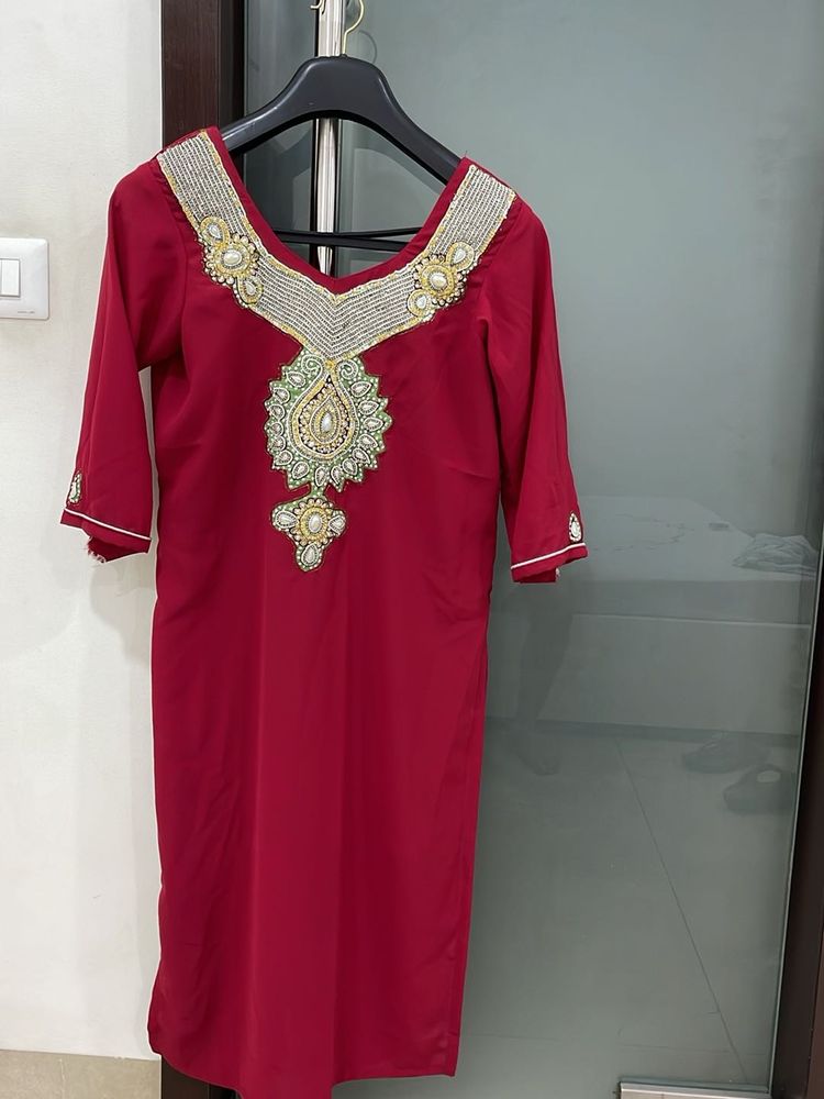 Hand Embroidery Heavy Georgette Kurta Non Trancy