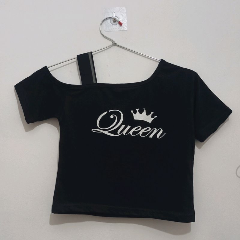 One Off Shoulder Black Top