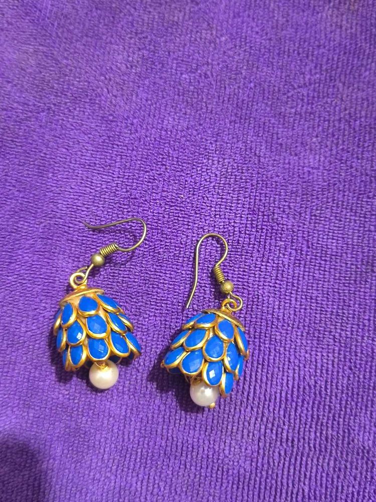 Blue Jhumka Earrings