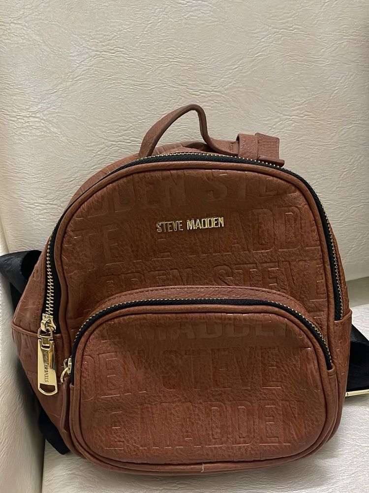 Steve Madden Embossed Brown Mini Backpack