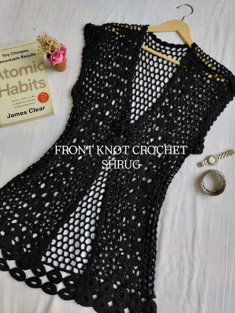 Crochet Knit Shrug with front knot