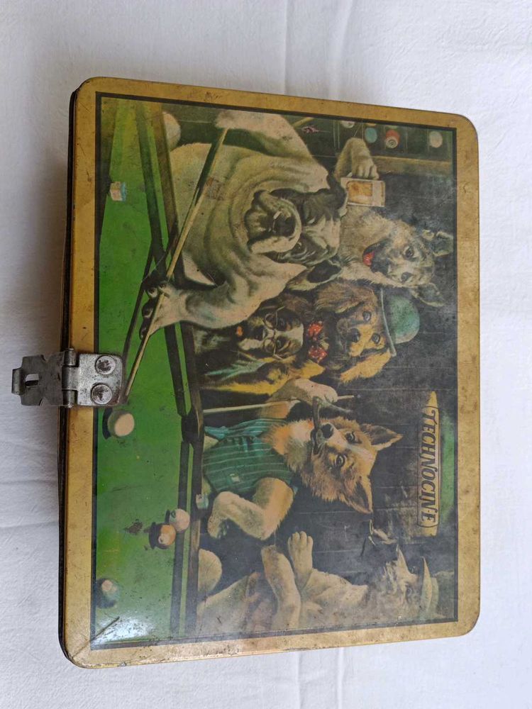 Vintage Dog Billiards Tin Box
