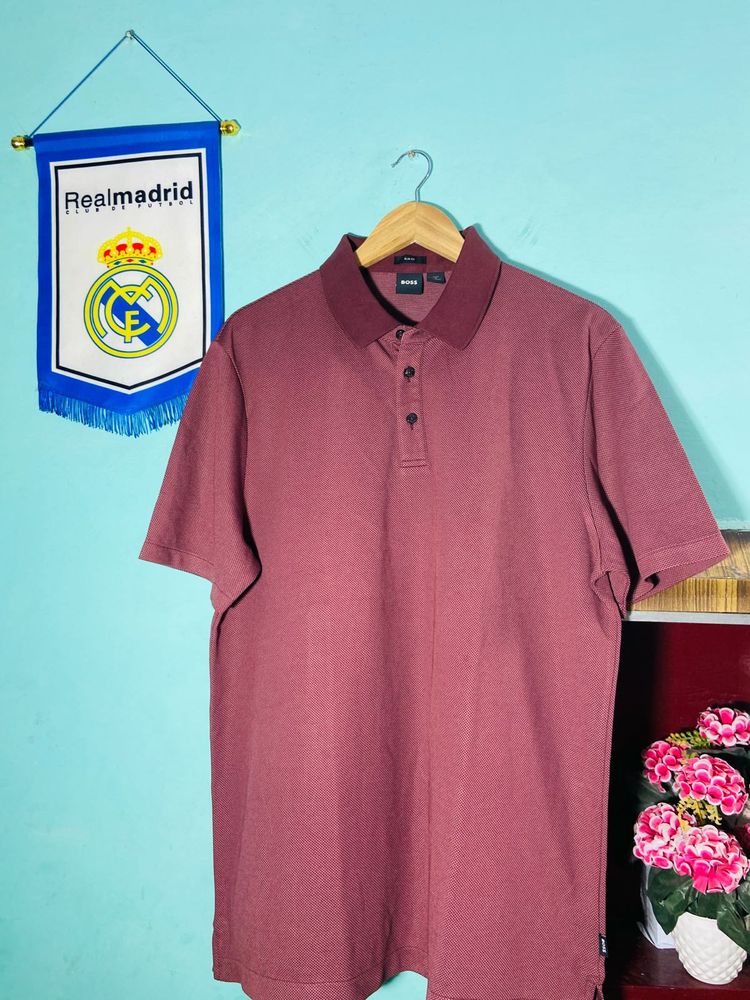 Burgundy BOSS Polo Shirt