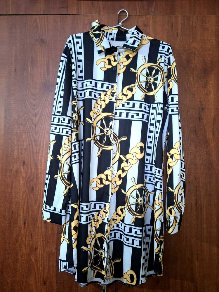 Nautical Print Shirt Dress