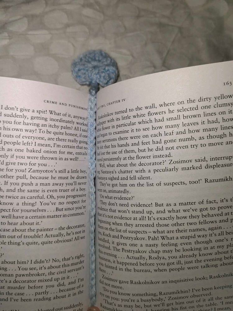 Crochet Heart Bookmark – Sky Blue
