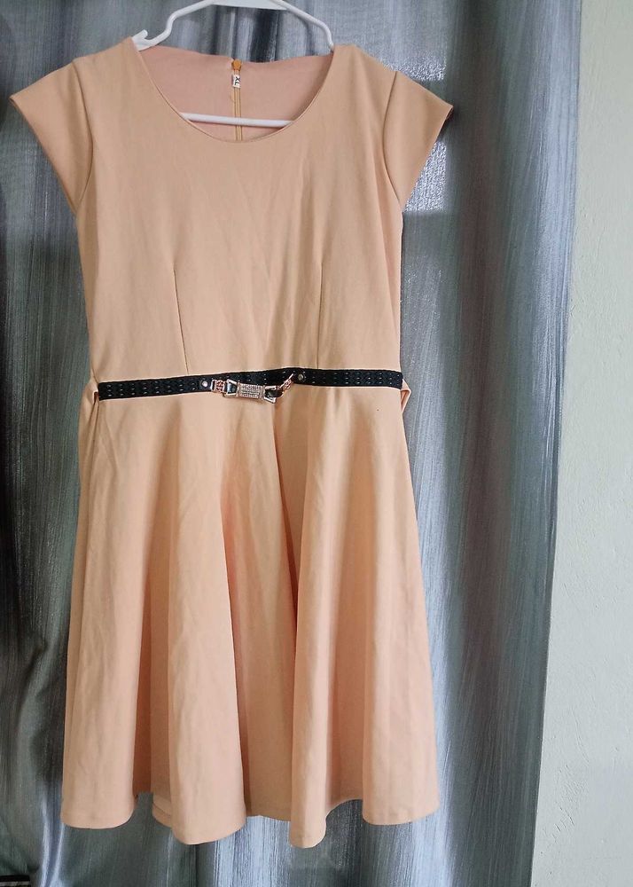 Peach Fit &amp; Flare Dress