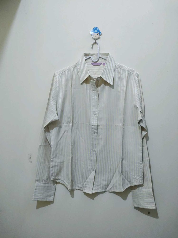 Auburn Hill Yellow Silver Striped Formal Shirt