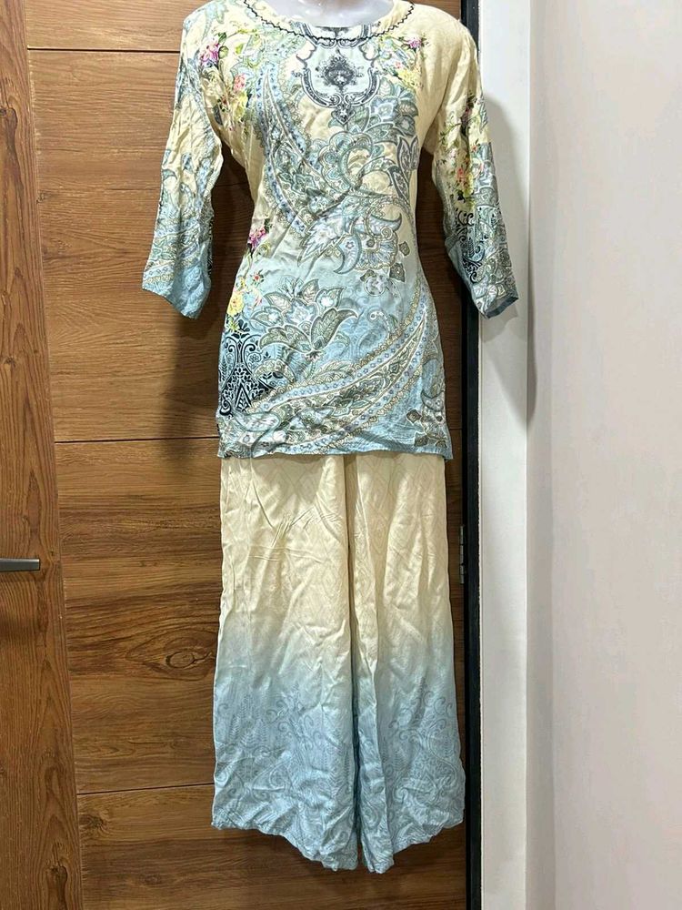 🌸 Pastel Paisley Grace Kurta plazoo Set