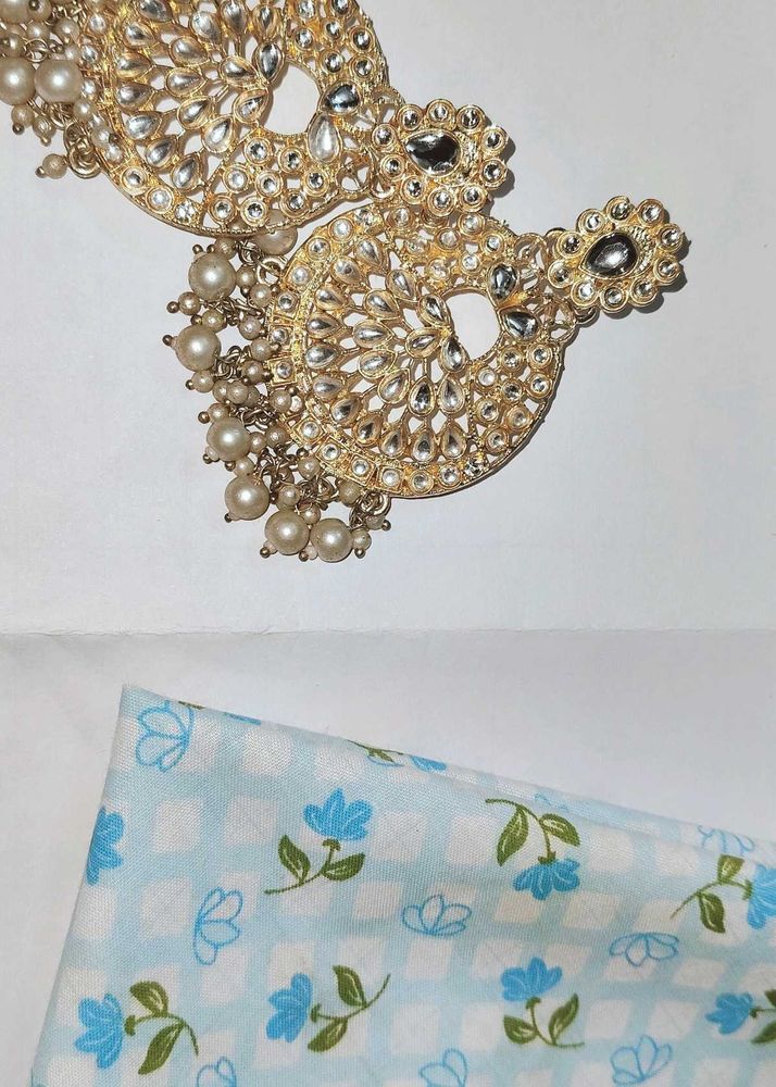Gold &amp; Pearl Statement Earrings