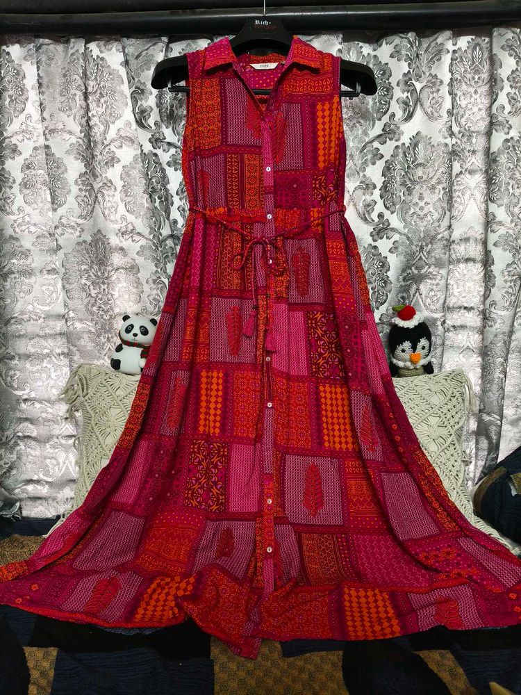 Patchwork Print Maxi Dress