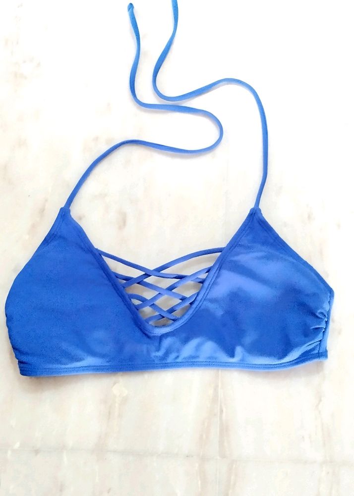Blue Colour Swimming Bra
