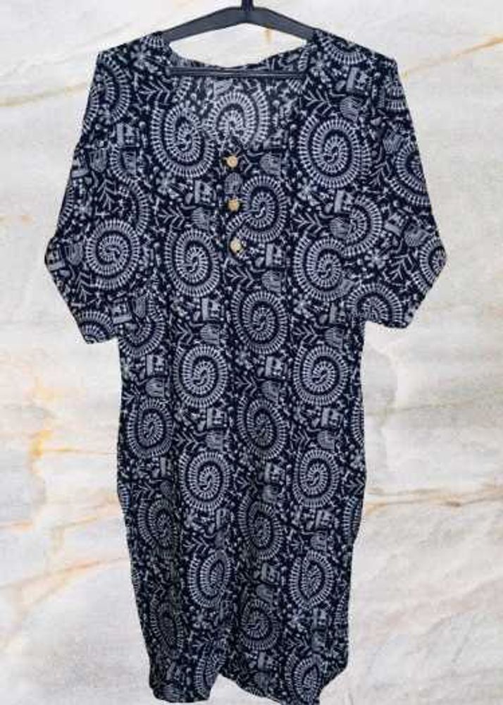 Black Kurti With Front Buttons Detail