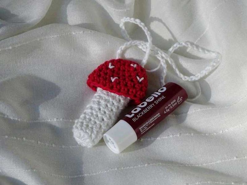 Crochet Mushroom Lip Balm Pouch