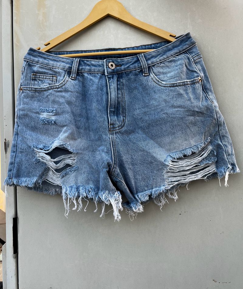 Distressed Denim Shorts