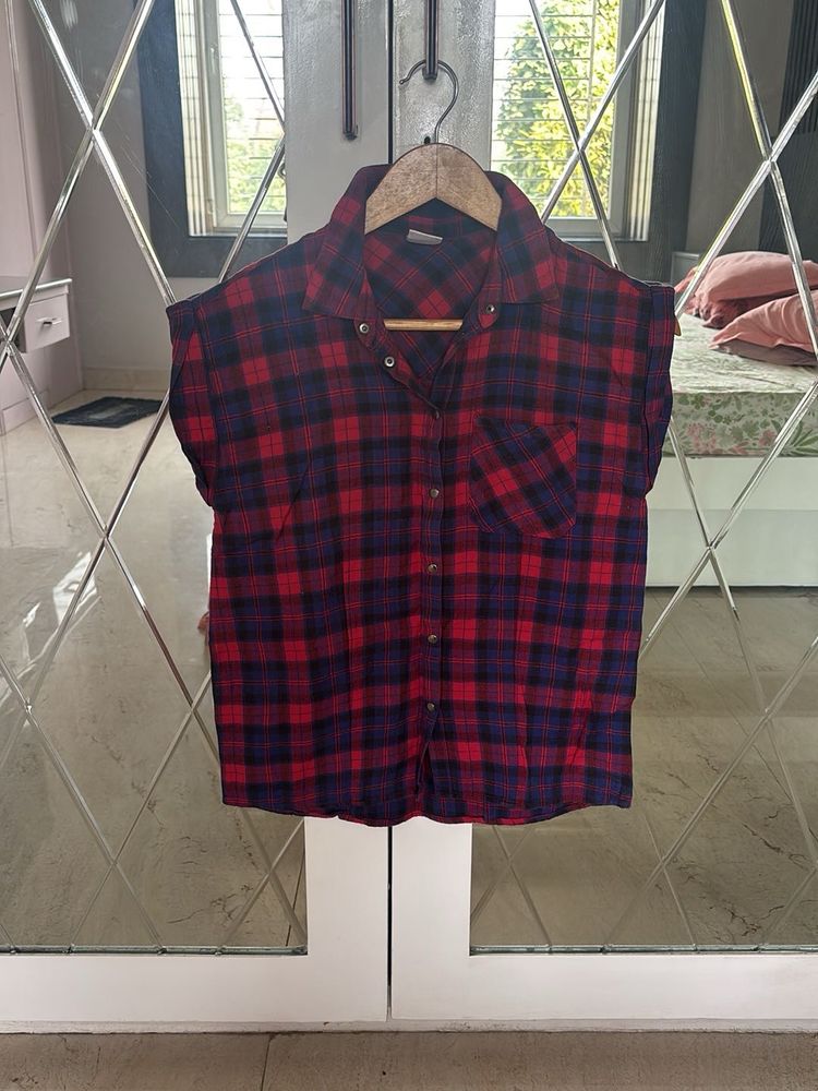 Red &amp; Black Plaid Top