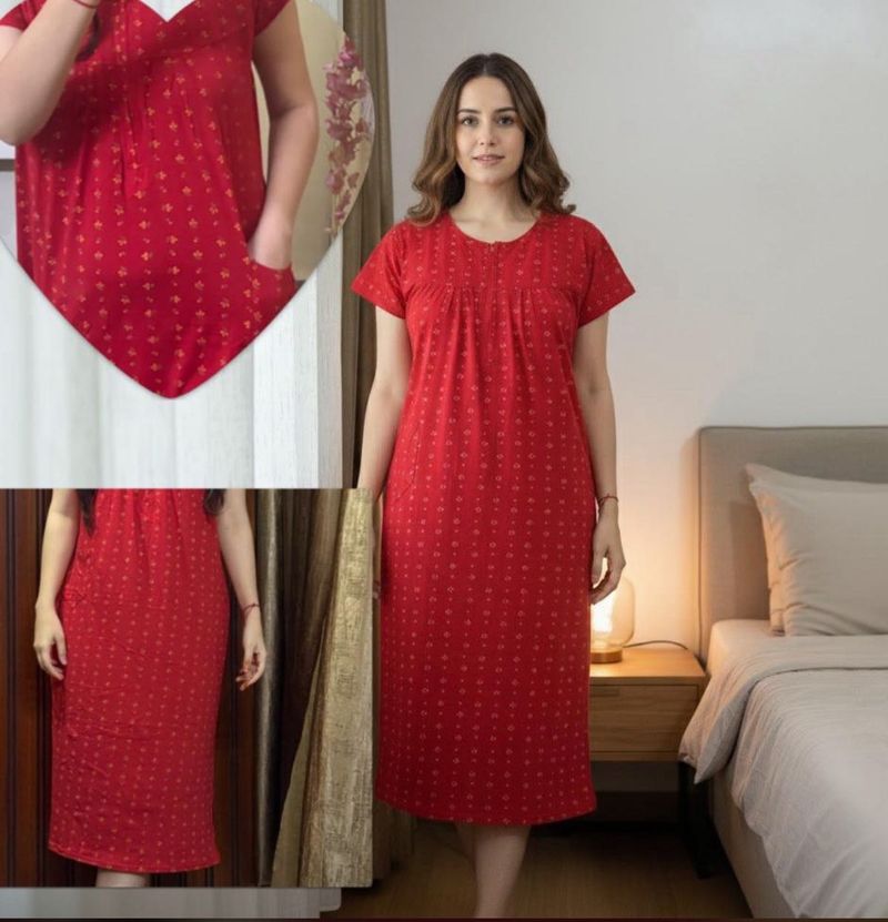Red Printed Nighty