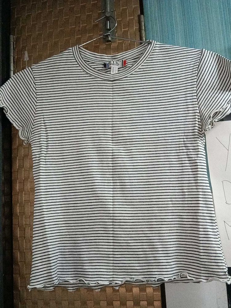 White Striped Crop Top