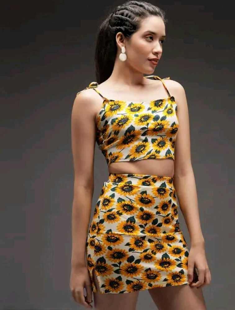 Sunflower Print Two-Piece Set