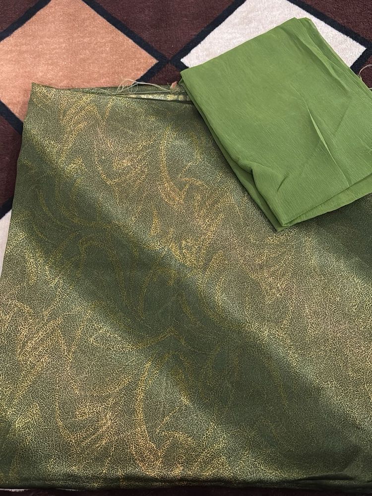 Green &amp; Gold Dress Material